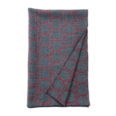 NUNO Shawl: "Kuki" (Black/Gray w/ Burgundy Embroidery)