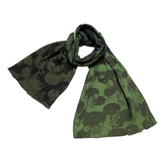 NUNO Scarf: "Bike Kitty" (Green/Dark Brown)