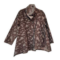 NUNO Reversible Asymmetrical Jacket: "Woodchips" (Mahogany Brown/Oak Taupe, Small/Medium)