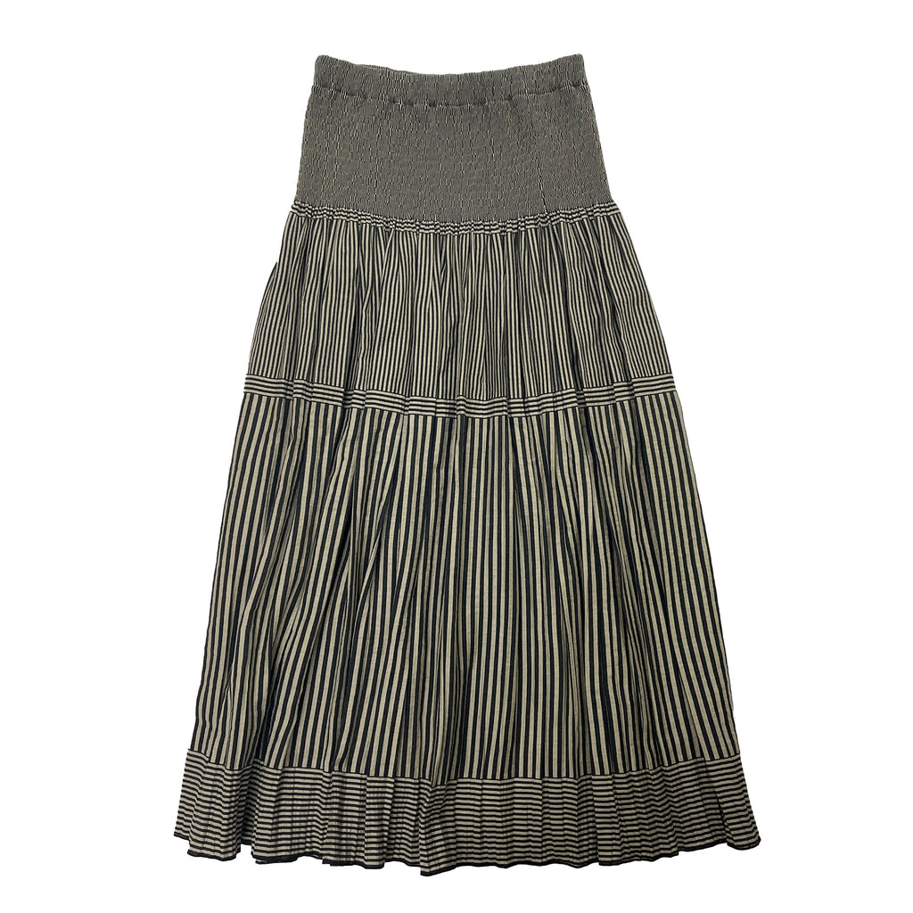 NUNO Loomed Skirt: "New Stripe" (Beige/Black)