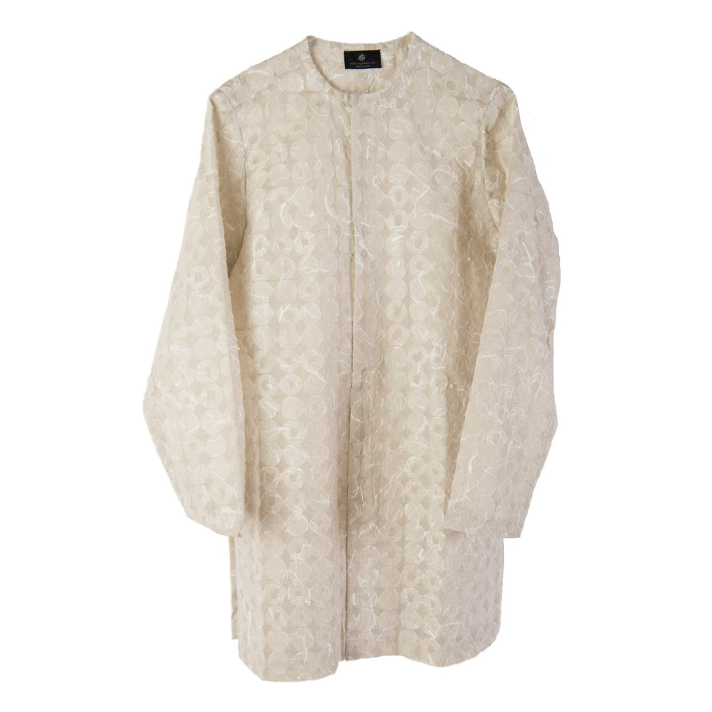 NUNO Tunic Top: "Hoshigaki" (Beige w/ Natural White Washi Paper, Medium/Large)
