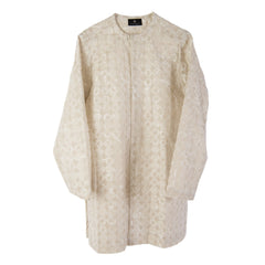 NUNO Tunic Top: "Hoshigaki" (Beige w/ Natural White Washi Paper, Medium/Large)