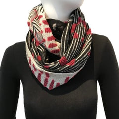 NUNO Infinity Shawl/Shrug: "Bean Scatter" (Red/White/Black)