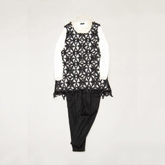 NUNO Over-Tunic: "Bobbin Flowers" (Black, Size 2)
