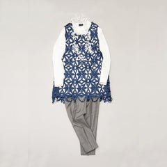 NUNO Over-Tunic: "Bobbin Flowers" (Blue, Size 2)