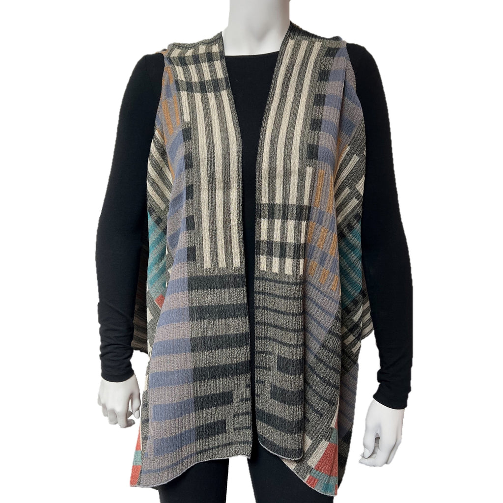 Two-Armhole Shawl (Vest): "Landmark" (Gray Mix)