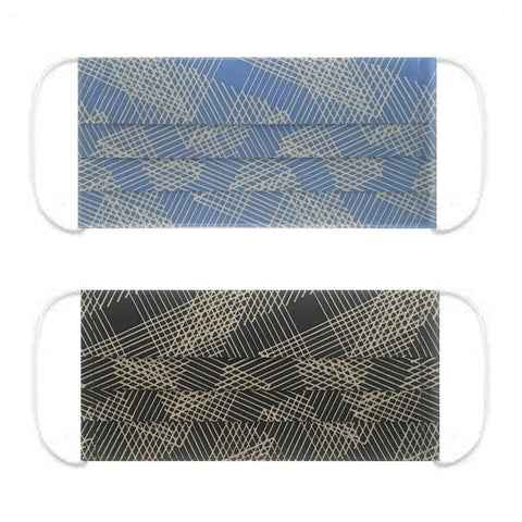 NUNO Pleated Facemask 2-Piece Set: "Origami Slide" (Blue/Gray) & "Origami Slide" (Black/Beige)