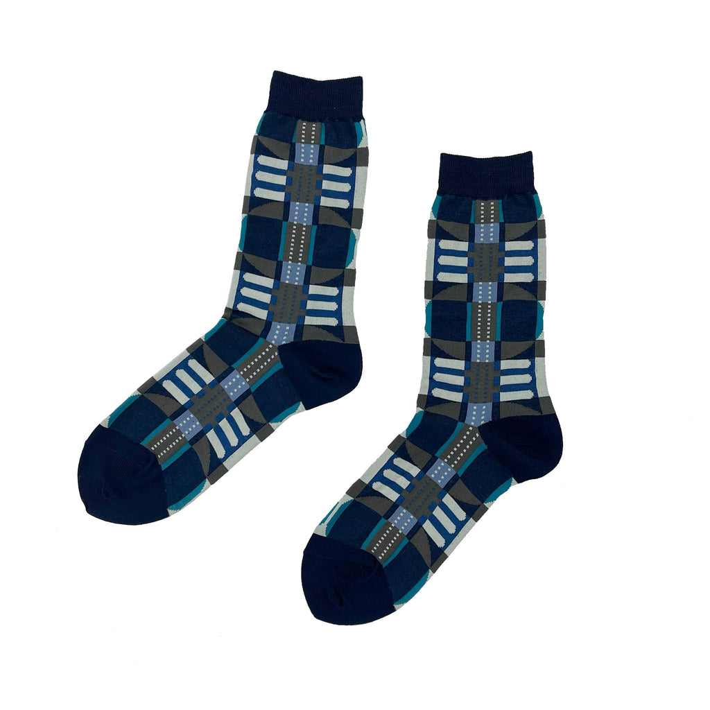 ANTIPAST Socks: "Roll Up" (Navy/Beige)
