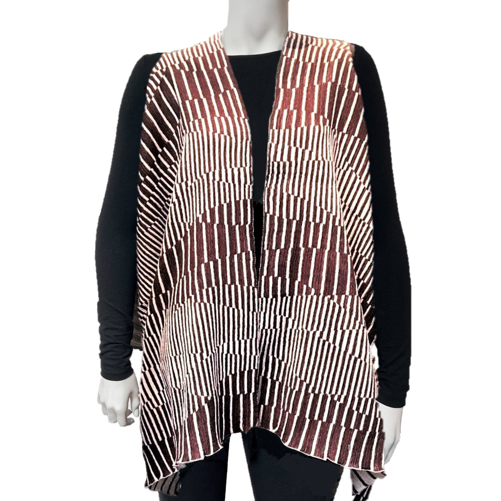 NUNO Two-Armhole Shawl (Vest): "Surf" (Burgundy/White)