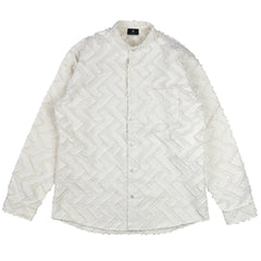 NUNO Stand Collar Overshirt: "Diamond Darts" (Natural/Natural, Medium)