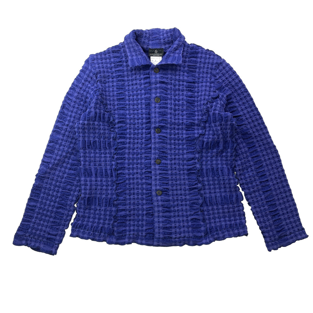 NUNO Fitted Shirt: "Continuous Plaid" (Blue, Large)