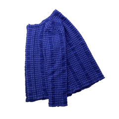 NUNO Collarless Jacket: "Continuous Plaid" (Blue, Large/Extra-Large)