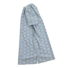 NUNO Short-Sleeve Dress/Tunic: "Striped Stem" (Blue and White w/ Green Embroidery, Large/Extra-Large)