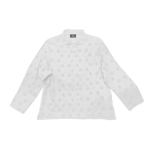 NUNO Blouse: "Wire Mesh" (White w/ White Embroidery, Medium/Large)