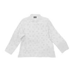 NUNO Blouse: "Wire Mesh" (White w/ White Embroidery, Medium/Large)