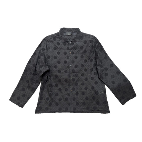 NUNO Blouse: "Wire Mesh" (Black w/ Black Embroidery, Large/Extra-Large)