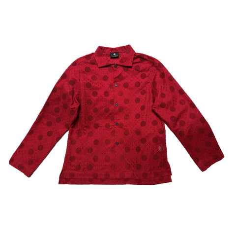 NUNO Blouse: "Wire Mesh" (Red w/ Red Embroidery, Small/Medium)