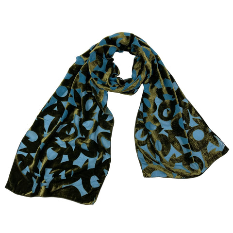 NUNO Scarf: "Velvet Bamboo Flower" Scarf (Blue/Green)