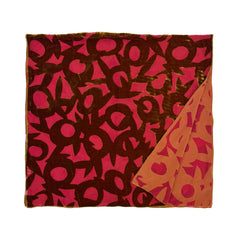 NUNO Scarf: "Velvet Bamboo Flower" Scarf (Red/Gold)