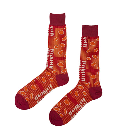 ANTIPAST Socks: "Bean Scatter" (Orange/Beige)