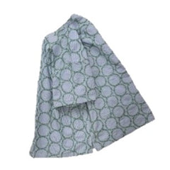 NUNO Collarless Blouse: "Striped Stem" (Blue and White w/ Green Embroidery, One Size)
