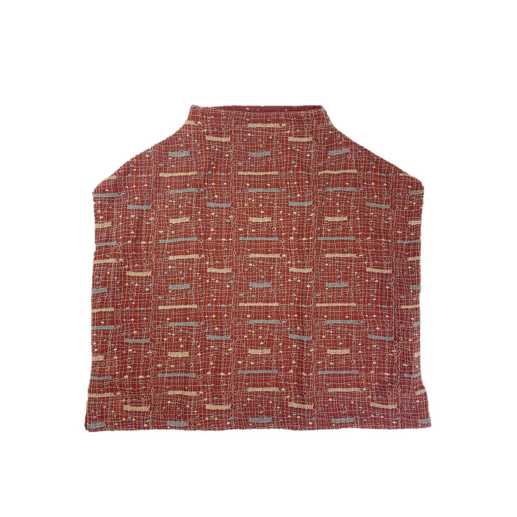 NUNO Pullover Vest: "Wool Gauze Embroidery" (Burgandy, One Size Fits Most)