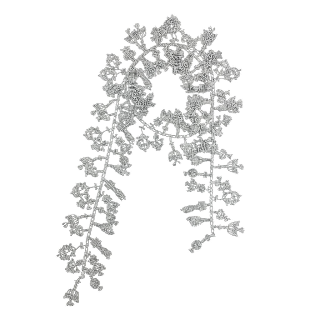 NUNO Lace Necklace: "Candlesticks" (Metallic Silver)
