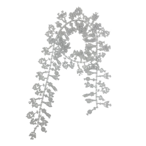 NUNO Lace Necklace: "Candlesticks" (Metallic Silver)