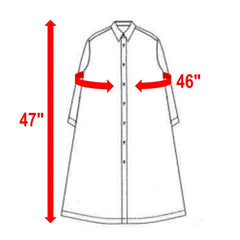NUNO Long-Sleeve Shirt Dress: "Striped Stem" (Blue and White w/ Green Embroidery, Large/Extra-Large)