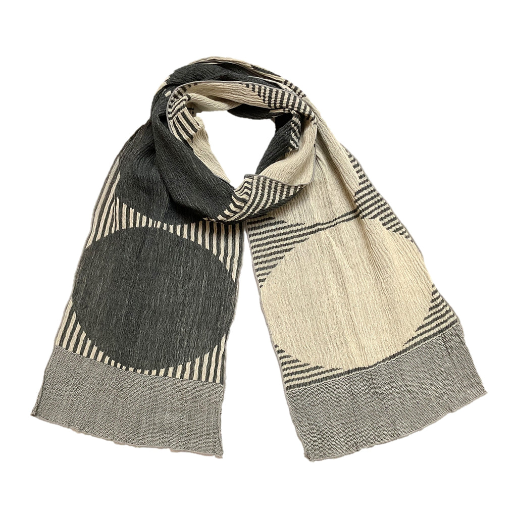 NUNO Scarf: "Wool Big Rings" (Beige/Gray)