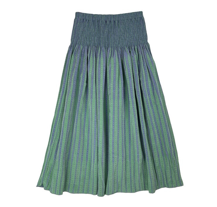 NUNO Loomed Skirt: "Dot Stripe" (Green/Blue)