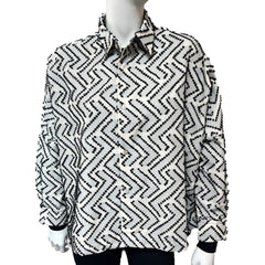 NUNO Loose Overshirt: "Diamond Darts" (Natural/Black)