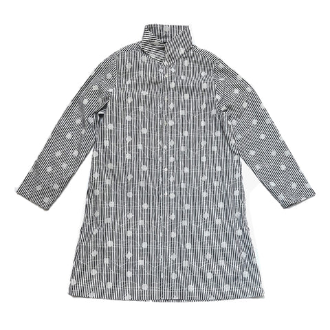 NUNO Overshirt/Tunic: "Itomaki" (White & Gray w/ White Embroidery)