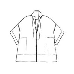 NUNO Pullover Top: "Itomaki" (White & Gray w/ Red Embroidery)