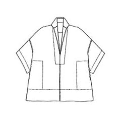 NUNO Pullover Top: "Itomaki" (White & Gray w/ White Embroidery)
