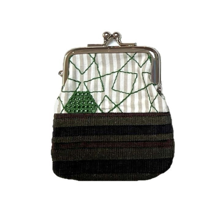 NUNO Coin Purse: "OriOri" (Green/White/Khaki)