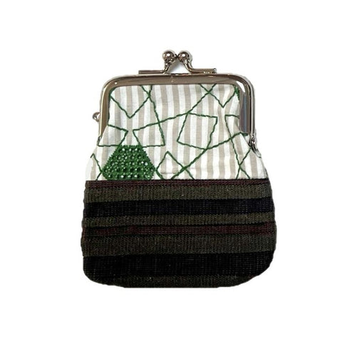 NUNO Coin Purse: "OriOri" (Green/White/Khaki)