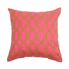 NUNO Throw Pillow Pair: "Satsuma Age" (Coral Pink w/ Gold Embroidery)