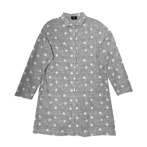 NUNO Overshirt/Tunic: "Itomaki" (White & Gray w/ White Embroidery)