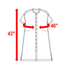 NUNO Short-Sleeve Dress/Tunic: "Striped Stem" (Blue and White w/ Green Embroidery, Large/Extra-Large)