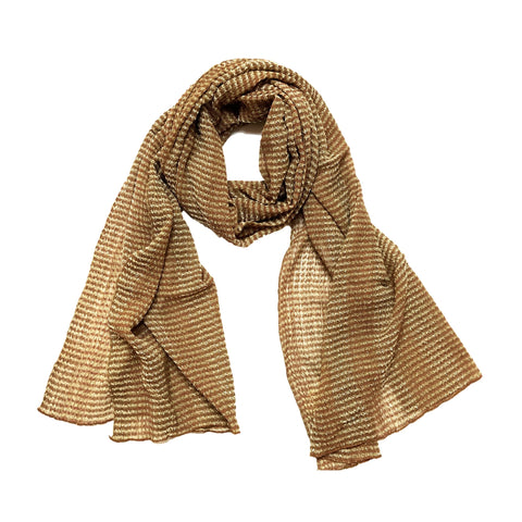 NUNO Shawl: "Honeycomb Stripe" (White/Gold)