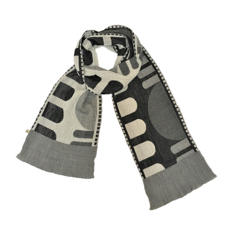 NUNO Narrow Shawl: "Roll Up" (White/Black)