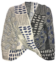 NUNO Infinity Shawl/Shrug: "Bean Scatter" (Blue/White/Black)