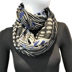 NUNO Infinity Shawl/Shrug: "Bean Scatter" (Blue/White/Black)