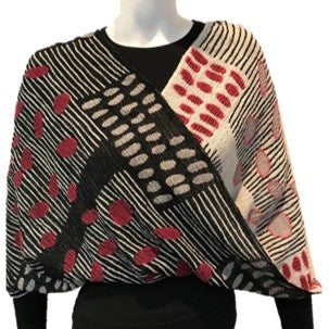 NUNO Infinity Shawl/Shrug: "Bean Scatter" (Red/White/Black)