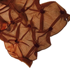 NUNO Scarf: "Tsumami Shibori" (Maroon on Brown)