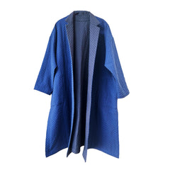 NUNO Coat: "Sashiko Even Stitches" (Reversible Blue/Navy, Large)