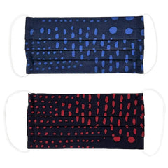 NUNO Pleated Facemask 2-Piece Set: "Connect the Dots" (Blue/Black) & "Connect the Dots" (Red/Dark Brown)