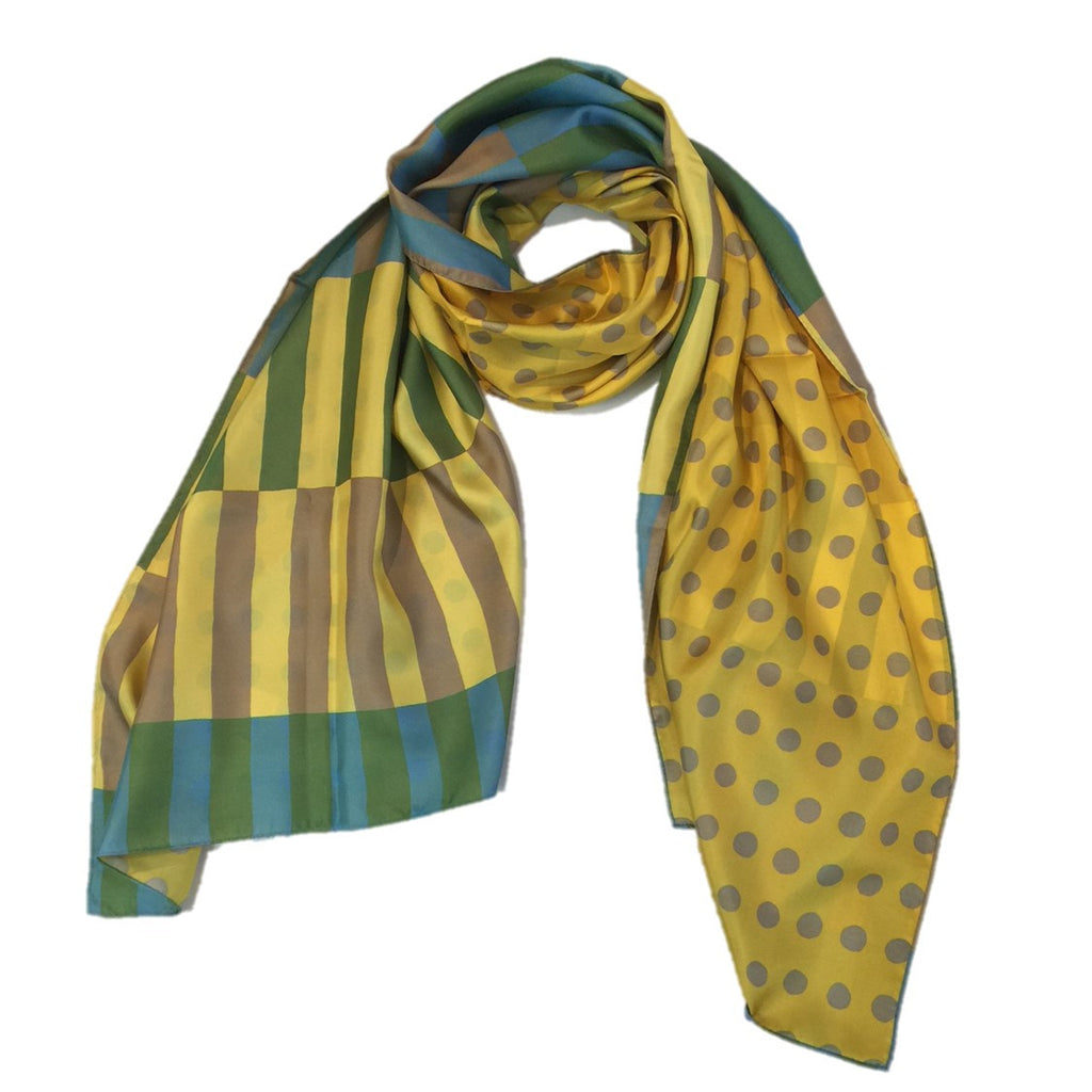 Kibiso Scarf: "Stripes and Dots" (Yellow/Green)