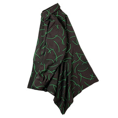 NUNO Flared Blouse: "Wool Lawn" (Green on Dark Brown)